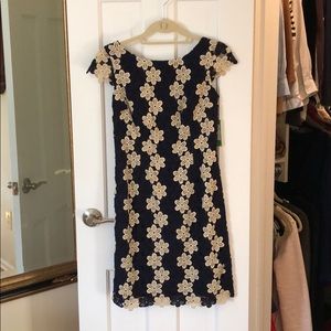 Lilly Pulitzer True Navy two tone petal lace dress